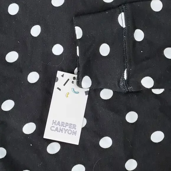 Harper Canyon Girls Black White Polka Dot Pullover Hoodie Sweatshirt S 7/8 NWT - Picture 3 of 5
